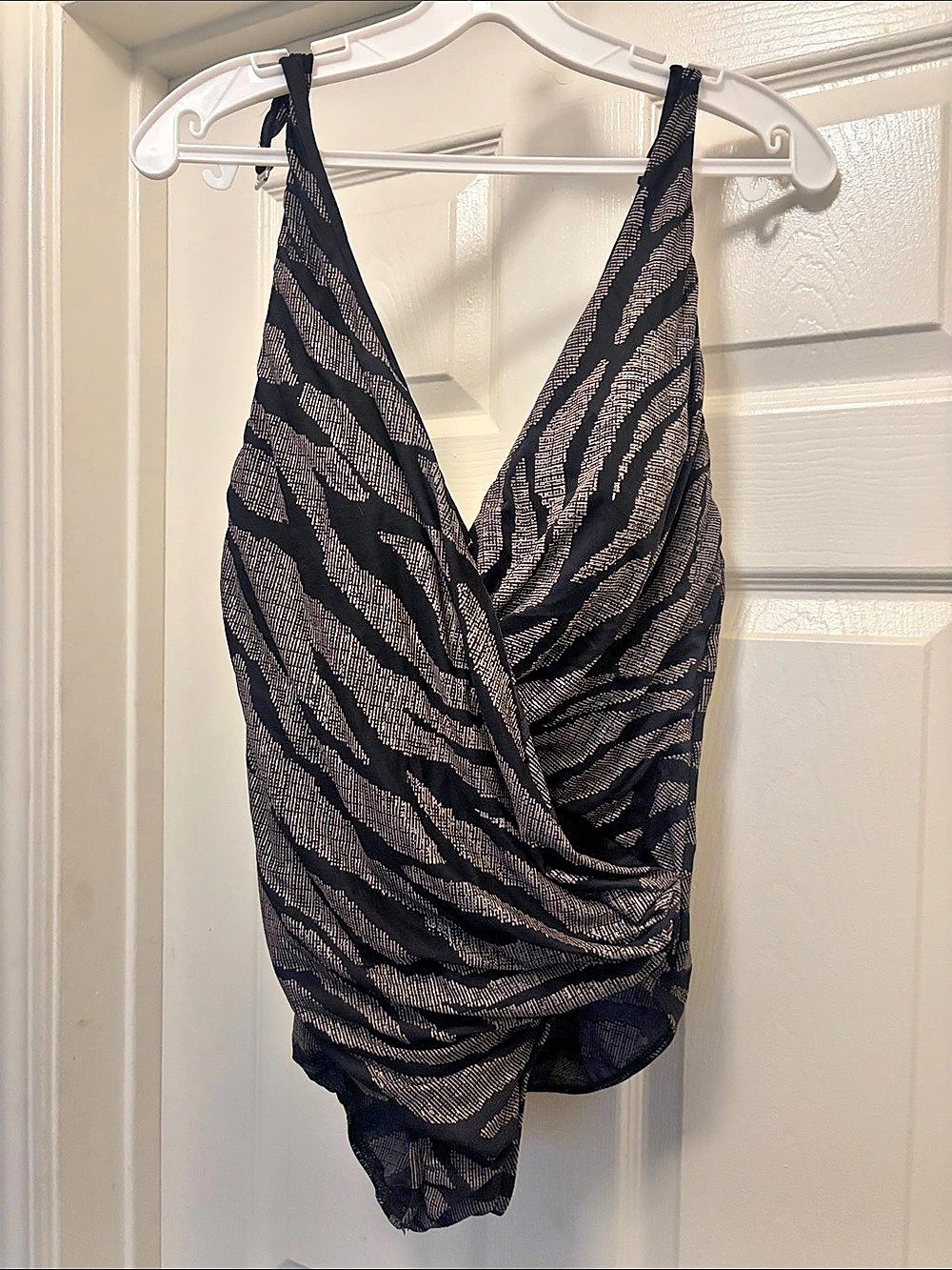 Miraclesuit Rhapsody Wrap One Piece Swimsuit Black & Gray